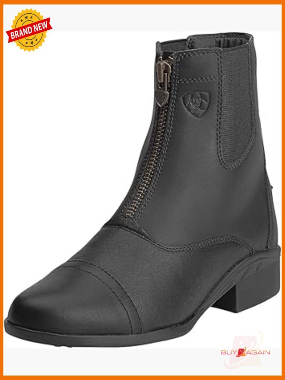 Full Grain Leather Ankle Boots with Zipper Closure for Riding